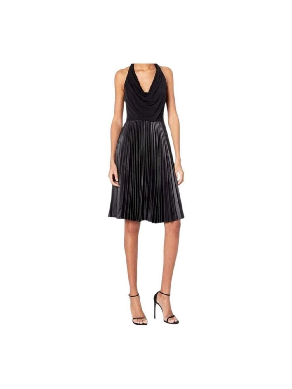 Halston Heritage Dress Size 14 Black Pleated